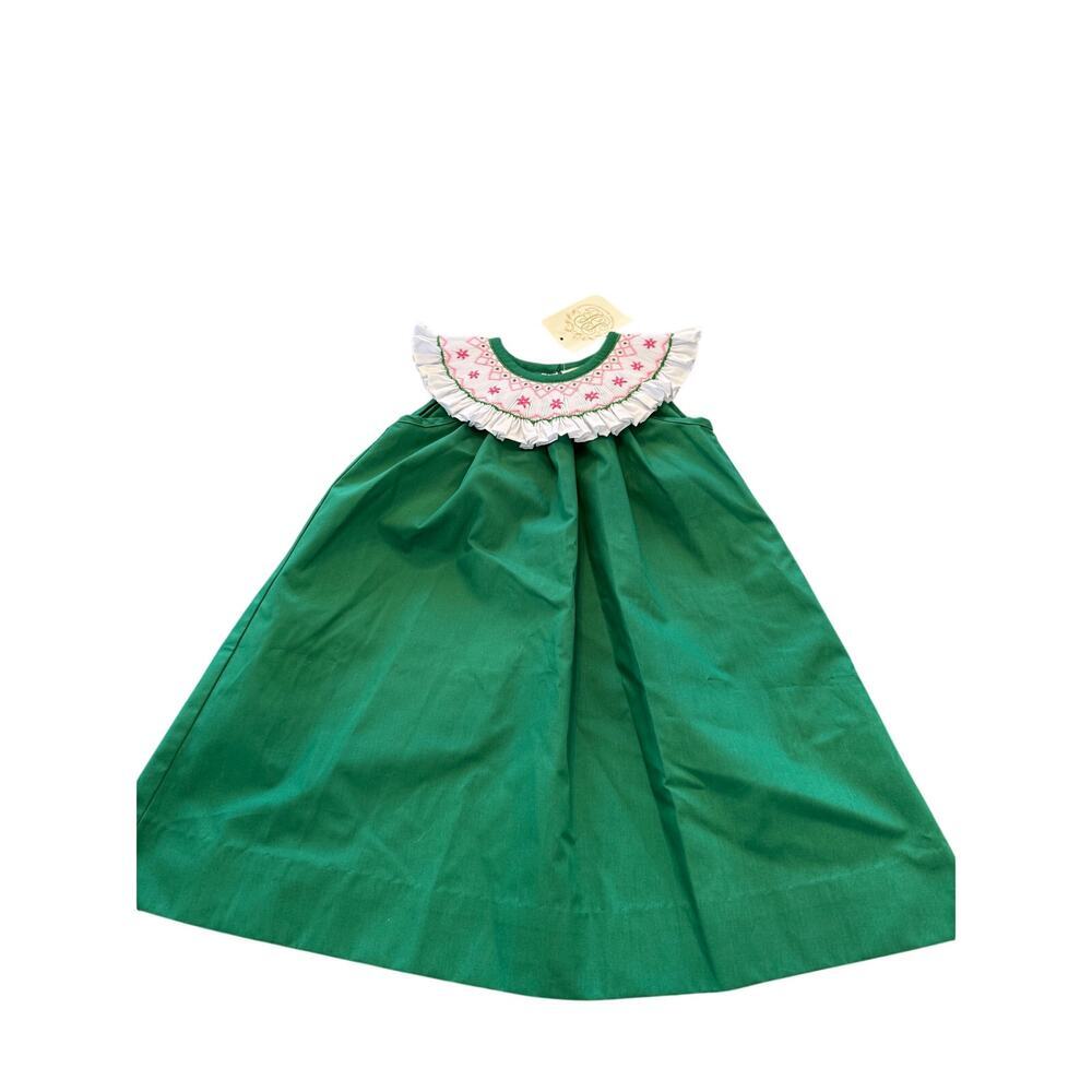 The Beaufort Bonnet Company Girls Kelly Green Slvi Sandy Smocked Dress Size 3T
